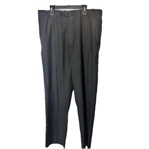 Santorelli Men's 35x30 Charcoal Luxury Serge Wool Flat Front Dress Pants